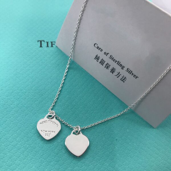 Silver Double Heart Necklace - Image 2