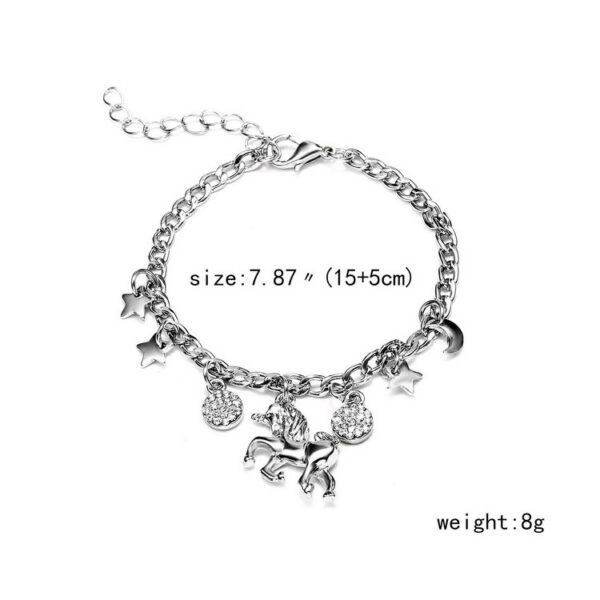 Trendy Alloy Silver Gold Color Unicorn Charms Bracelet With Moon Star Charms Cute Anime Bracelet For Woman Girls Gift - Image 2