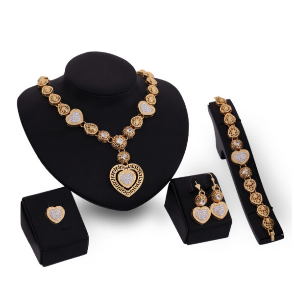 Foreign trade classic alloy jewelry four sets of exaggerated bride wedding jewelry ladies Party Jewelry Gift Set - Image 4