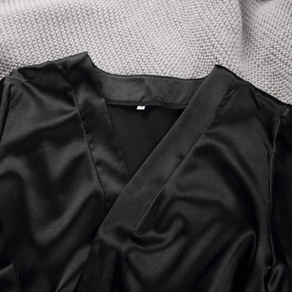 Lantern Sleeve Satin Robes Sleepwear - Image 4