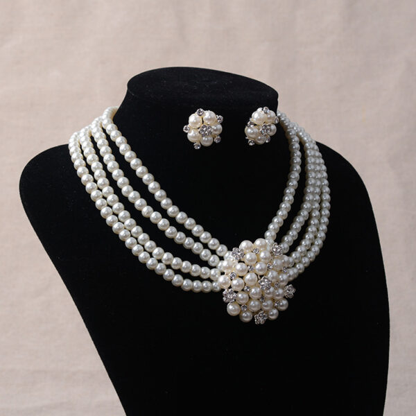 TL060 bridal chain, luxury pearl, flower necklace, earring set, wedding accessories - Image 2