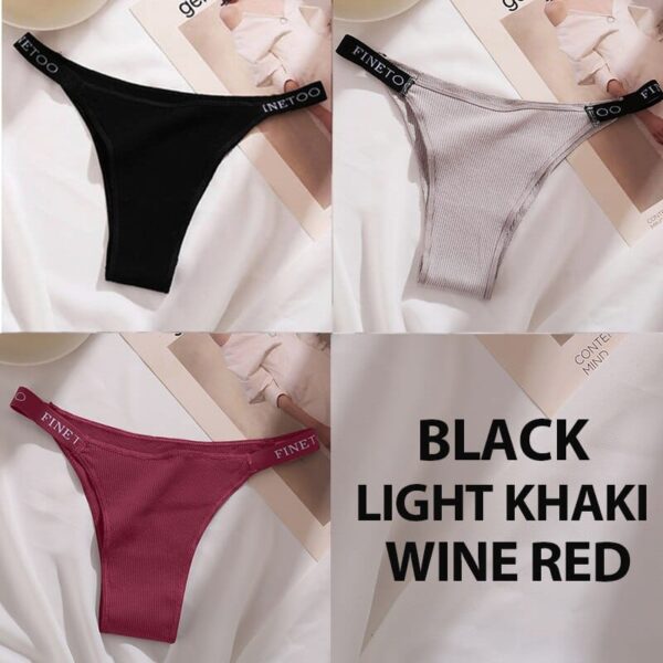 3PCS/Set Cotton Thong for Women - Set 24, XL