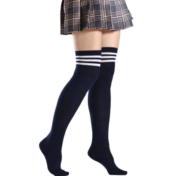 Thigh High Striped Socks for Women - 9, One Size