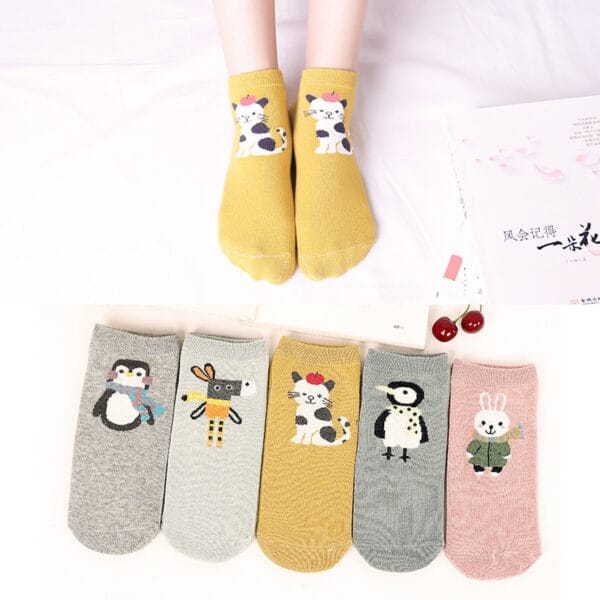 Women's Cute Style Socks 5 Pairs Set - Image 5