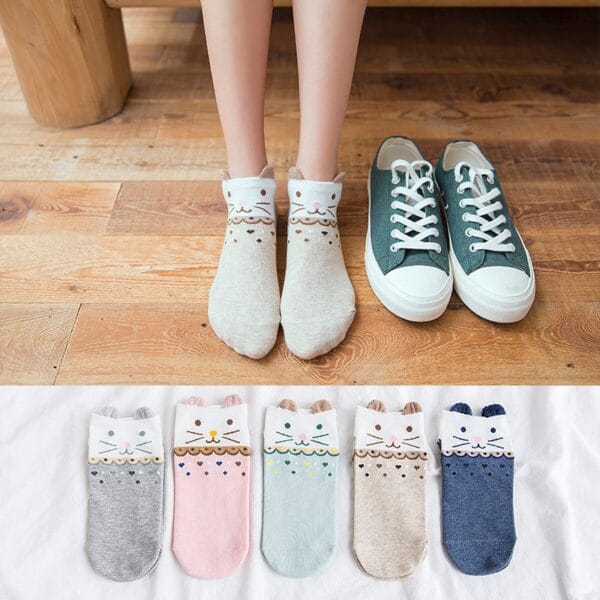 Women's Cute Style Socks 5 Pairs Set - Image 3