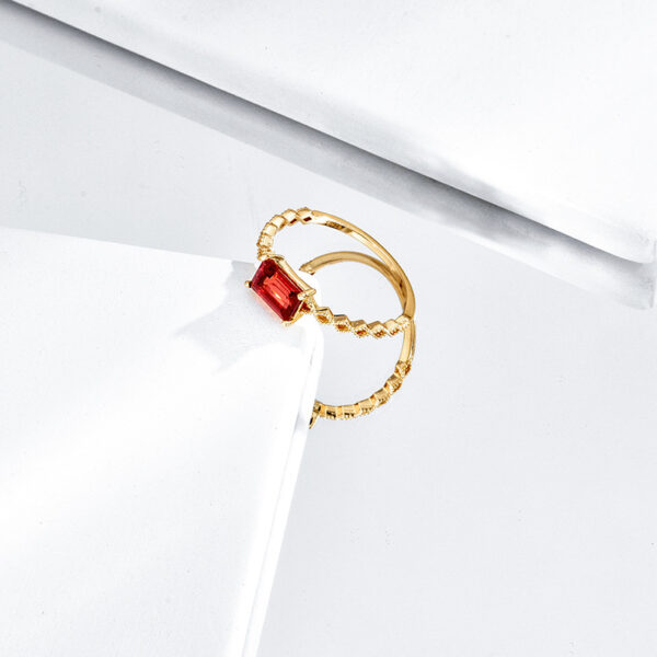 S925 Silver Plated Gold Inlaid Natural Pomegranate Ring - Image 2