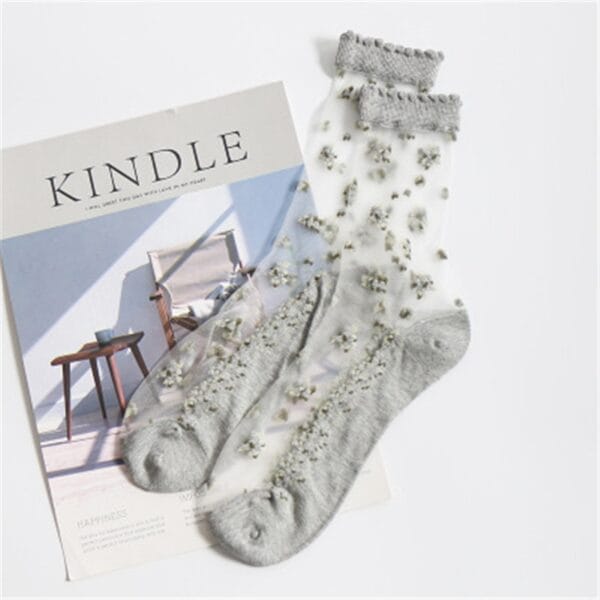 Women's Thin Floral Designed Socks - Image 7