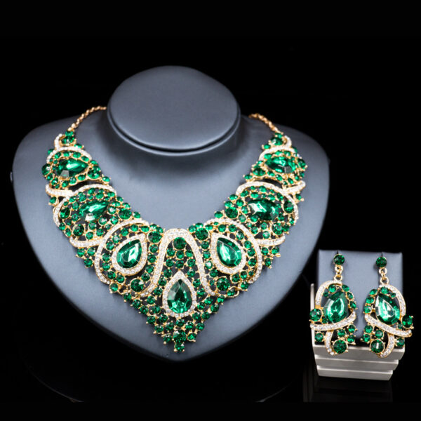 Fast selling explosion, Middle East, Europe and America, colorful exaggerated bride necklace, earring set, alloy color plating - Image 9