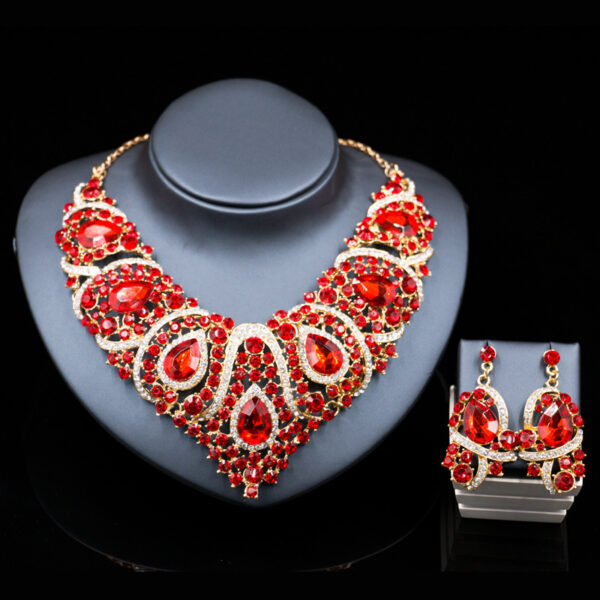 Fast selling explosion, Middle East, Europe and America, colorful exaggerated bride necklace, earring set, alloy color plating - Image 10
