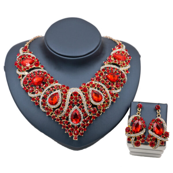 Fast selling explosion, Middle East, Europe and America, colorful exaggerated bride necklace, earring set, alloy color plating - Image 4