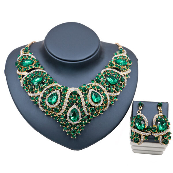 Fast selling explosion, Middle East, Europe and America, colorful exaggerated bride necklace, earring set, alloy color plating - Image 5