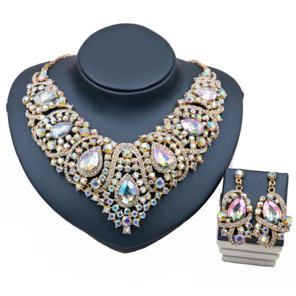 Fast selling explosion, Middle East, Europe and America, colorful exaggerated bride necklace, earring set, alloy color plating - Image 2