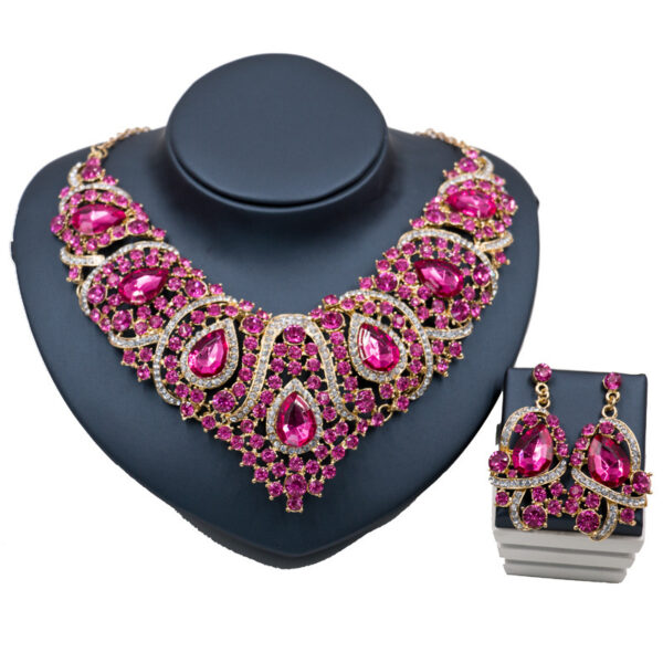 Fast selling explosion, Middle East, Europe and America, colorful exaggerated bride necklace, earring set, alloy color plating - Image 7