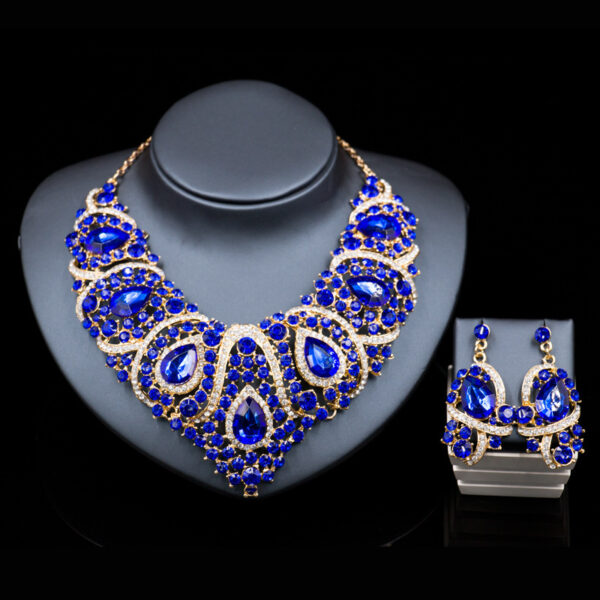 Fast selling explosion, Middle East, Europe and America, colorful exaggerated bride necklace, earring set, alloy color plating - Image 8