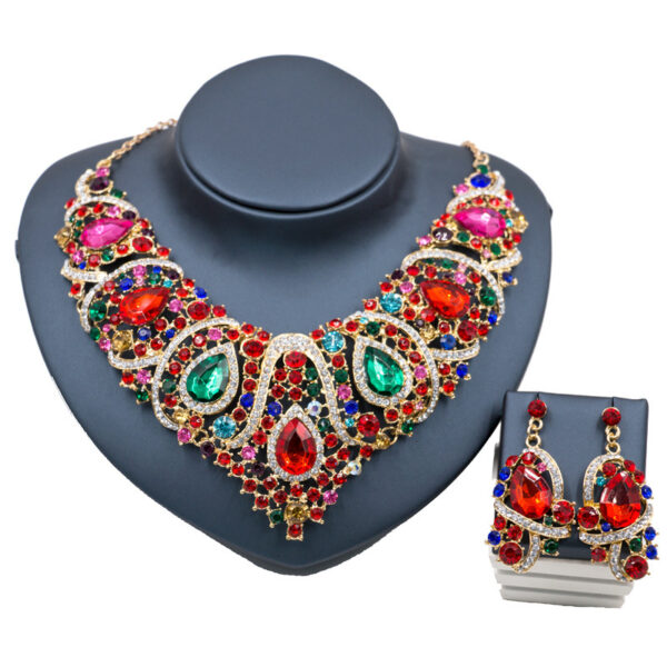 Fast selling explosion, Middle East, Europe and America, colorful exaggerated bride necklace, earring set, alloy color plating - Image 3