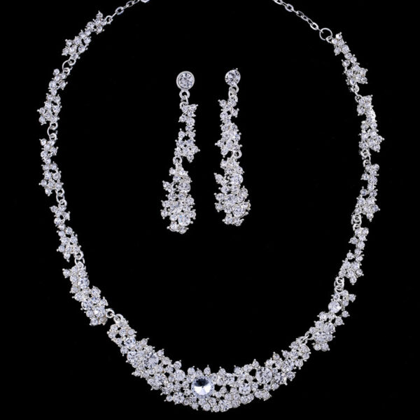Factory Wholesale Jewelry Necklace Earrings Set Bride Wedding Dress Wedding Diamond Pendant Pendant - Image 6