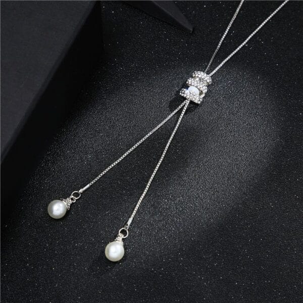 Women's Long Tassel Chain Necklace - Silver