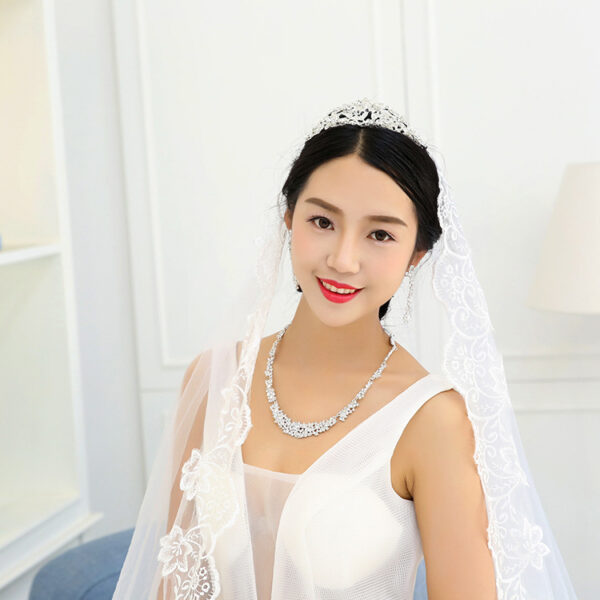 Factory Wholesale Jewelry Necklace Earrings Set Bride Wedding Dress Wedding Diamond Pendant Pendant - Image 3
