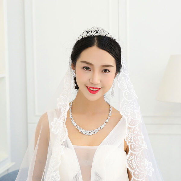 Factory Wholesale Jewelry Necklace Earrings Set Bride Wedding Dress Wedding Diamond Pendant Pendant - Image 5