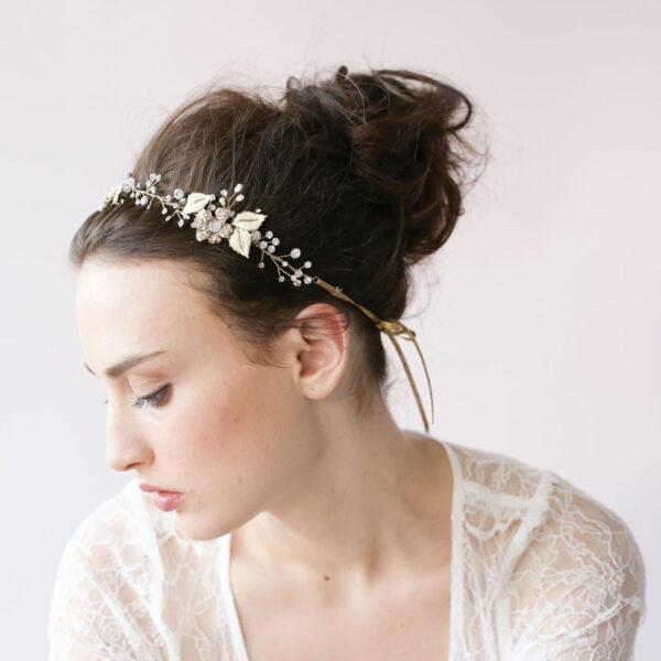 European and American high-end wedding bride Pearl crystal ornament jewelry crown hair headdress handmade jewelry trade - Image 2