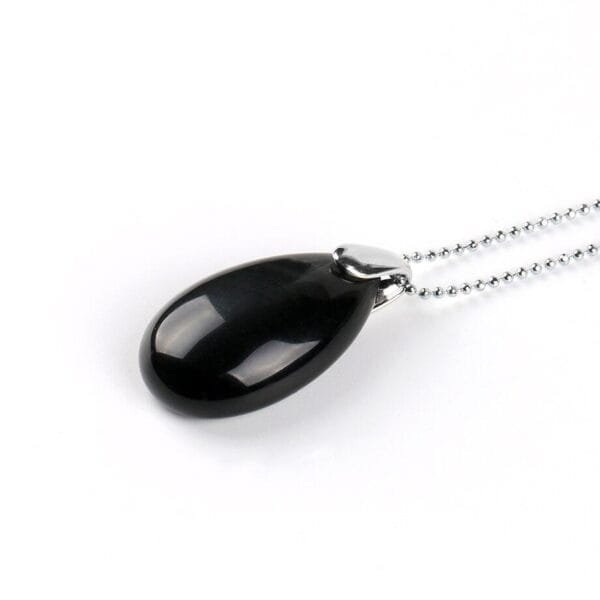 Water Drop Shaped Pendant - Obsidian Chain