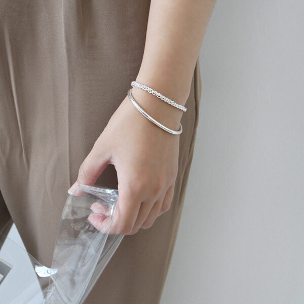 Simple Circle100% S925 sterling silver bangles - Image 3