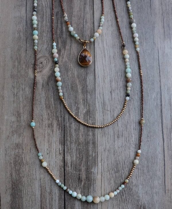 Women's Multilayered Amazonite Stone Necklace