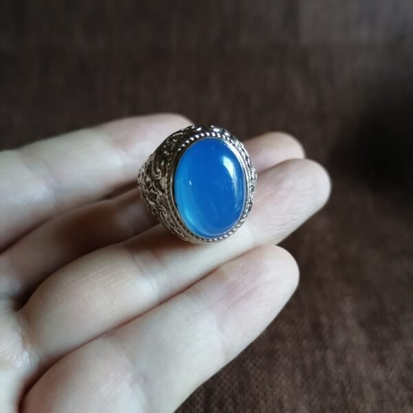 Chalcedony Gemstone Men's Ring Live Mouth - Image 3