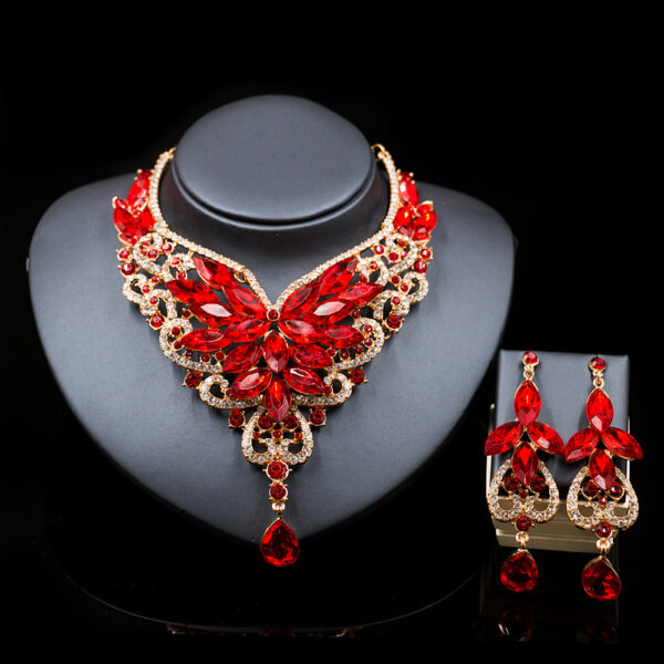 2021 speed selling explosion, African, European and American color exaggerated bride necklace earrings set of alloy manufacturers - Image 3