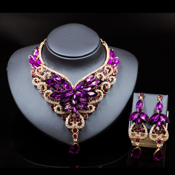 2021 speed selling explosion, African, European and American color exaggerated bride necklace earrings set of alloy manufacturers - Image 5