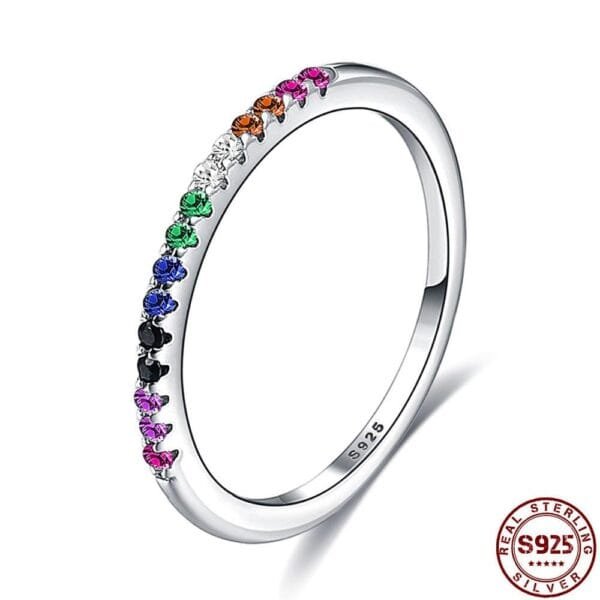 Rainbow Color Silver Ring