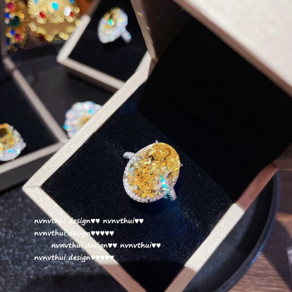 925 Silver Goose Yellow Gemstone Flower Ring - Image 5