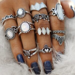 Fashion Boho Silver Plated Women's Rings Set