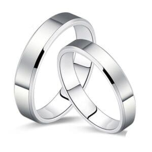Classic Minimalistic Smooth Silver Couple Rings