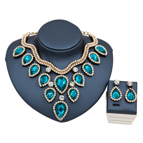 Fast Selling Explosion, Middle East, Europe And America, Colorful Exaggerated Bride Necklace, Earring Set, Cross Border High Quality Goods Supply - Image 3