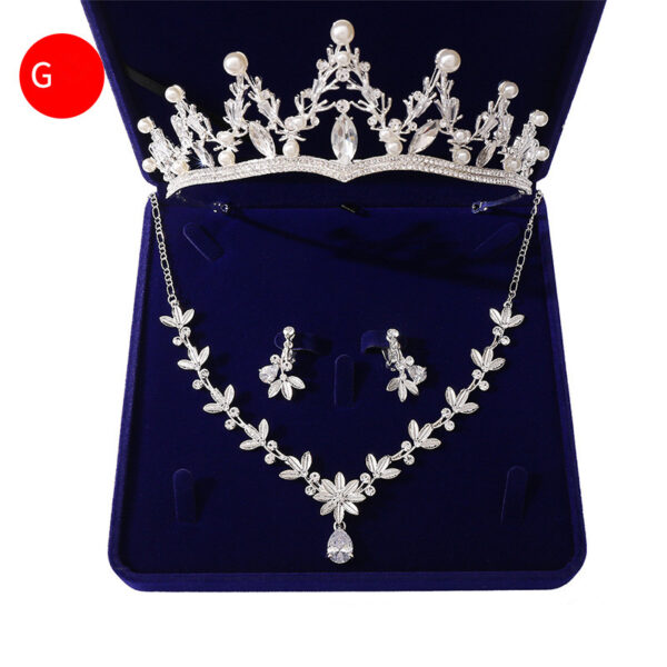 Bridal Headwear Crown Pearl Wedding Necklace Earrings Jewelry Set - Image 7