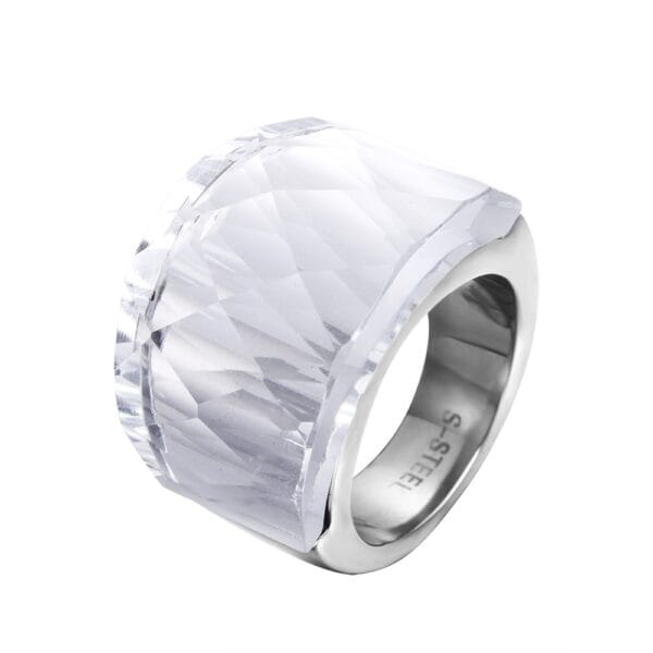 Women's Faceted Clean Glass Maxi Ring