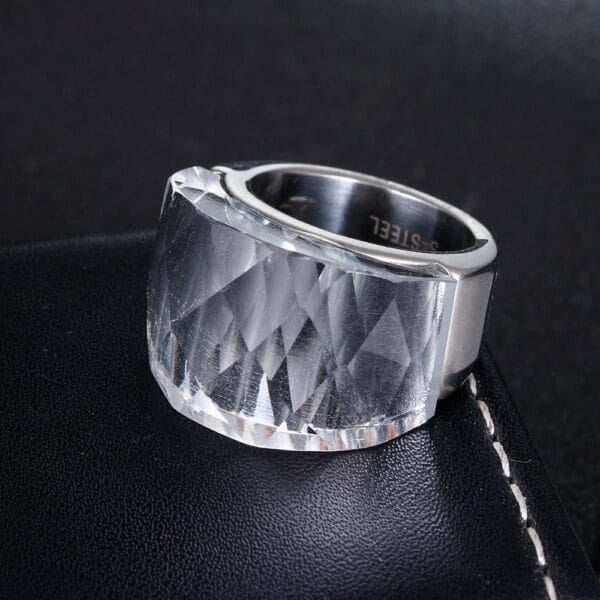 Women's Faceted Clean Glass Maxi Ring - Image 6