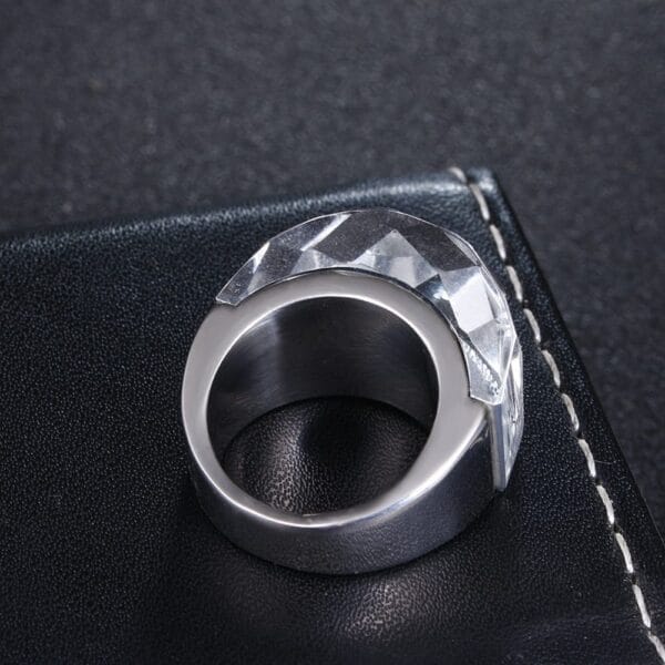 Women's Faceted Clean Glass Maxi Ring - Image 3