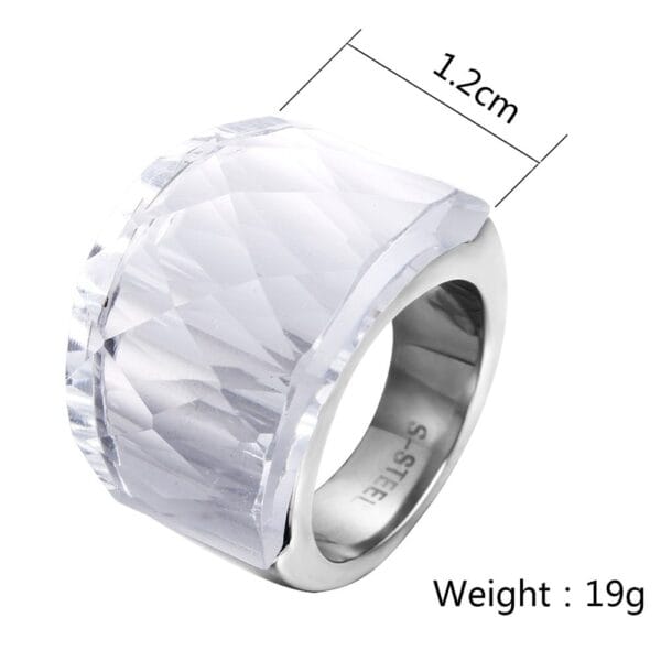 Women's Faceted Clean Glass Maxi Ring - Image 7