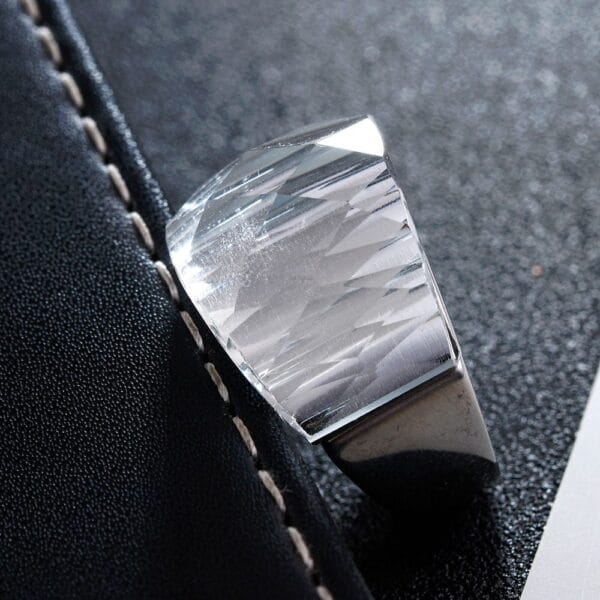 Women's Faceted Clean Glass Maxi Ring - Image 5