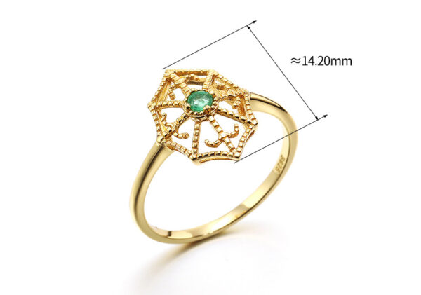 Women's Gold Plated Natural Emerald Gemstone Ring - Image 2