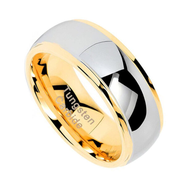 Fashion Tungsten Steel Ring Curved Line Gold - Image 2