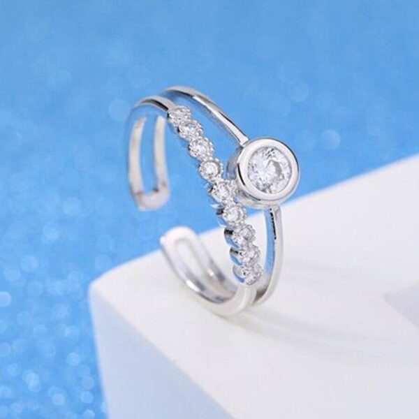 Women's Crystal Silver Ring - Image 2