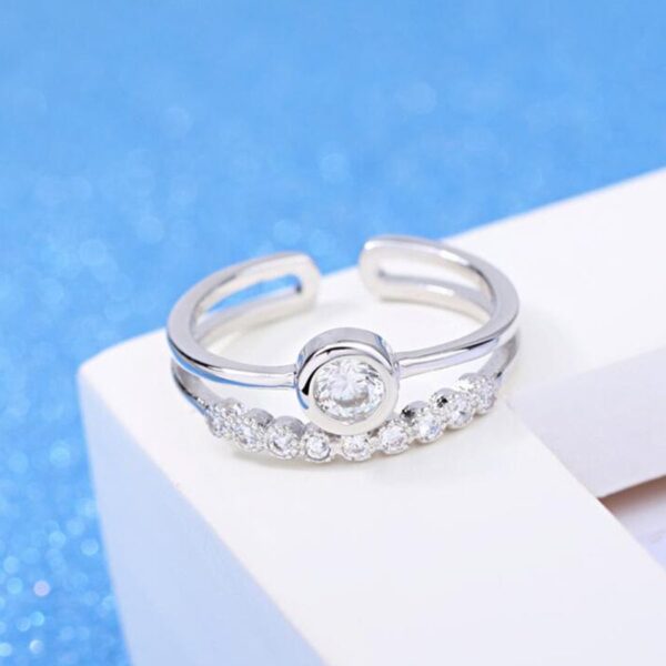 Women's Crystal Silver Ring - Image 3