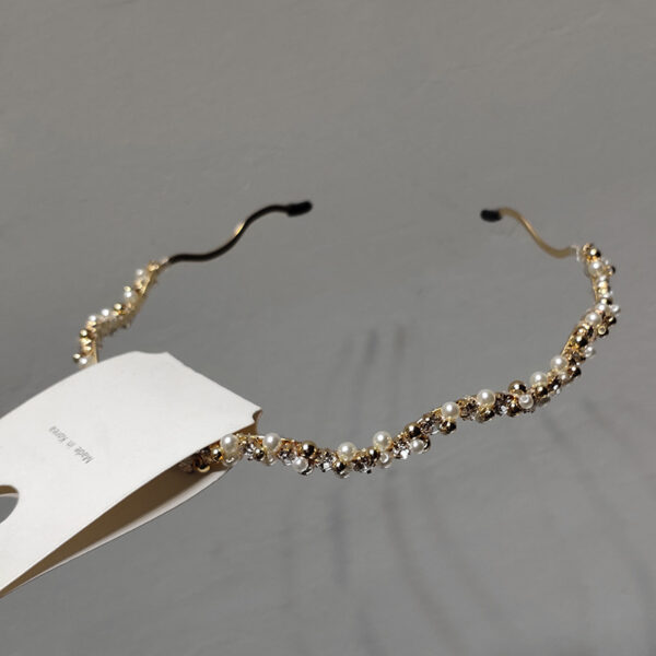 Korean Metal Headband Temperament Simple Pearl Rhinestone Hairpin French - Image 5