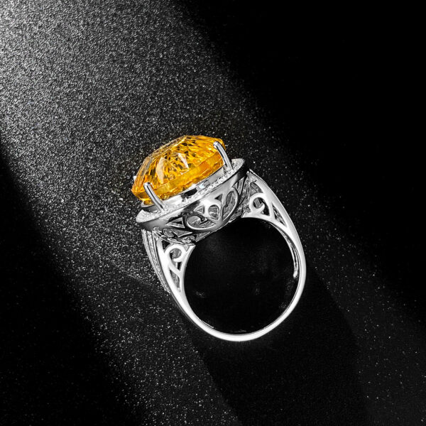 Light And Extravagant Wind Jewelry Large Denier Natural Citrine Ring S925 Silver Set Crystal - Image 5