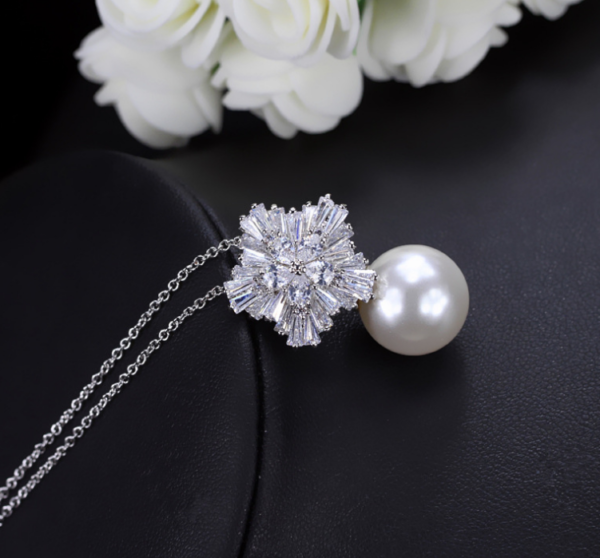 Pearl Earrings for Women with Luxury Fireworks Shaped Cubic Zirconia Woman Jewelry Birthday Gift - Image 6