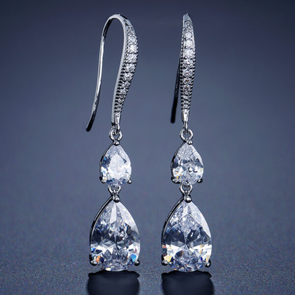 RAKOL Simple Long Exquisite Water Drop Zircon Female Simple Banquet All-match Earrings - Image 2