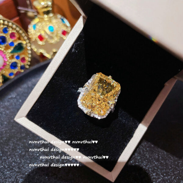 925 Silver Goose Yellow Gemstone Flower Ring - Image 2